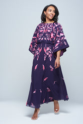 Viola Purple Embroidered Maxi Dress