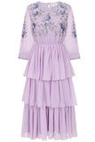 Yolanda Lilac Floral Embellished Midi Dress