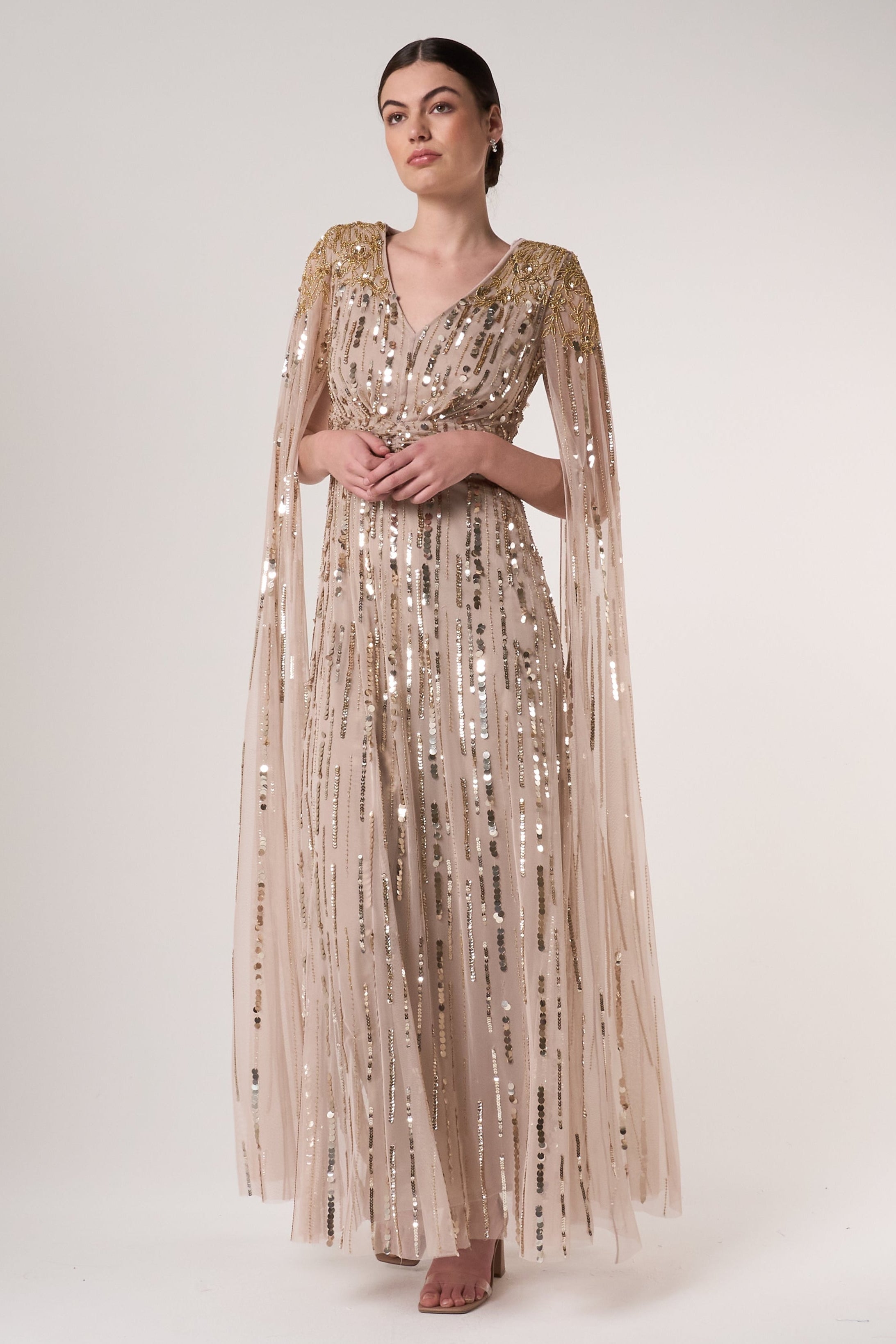 Zillah Embellished Cape Sleeve Maxi Dress Frock and Frill Zillah Embellished Cape Sleeve Maxi Dress Frock and Frill