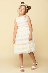 Corinne Rainbow Lace Trim Dress