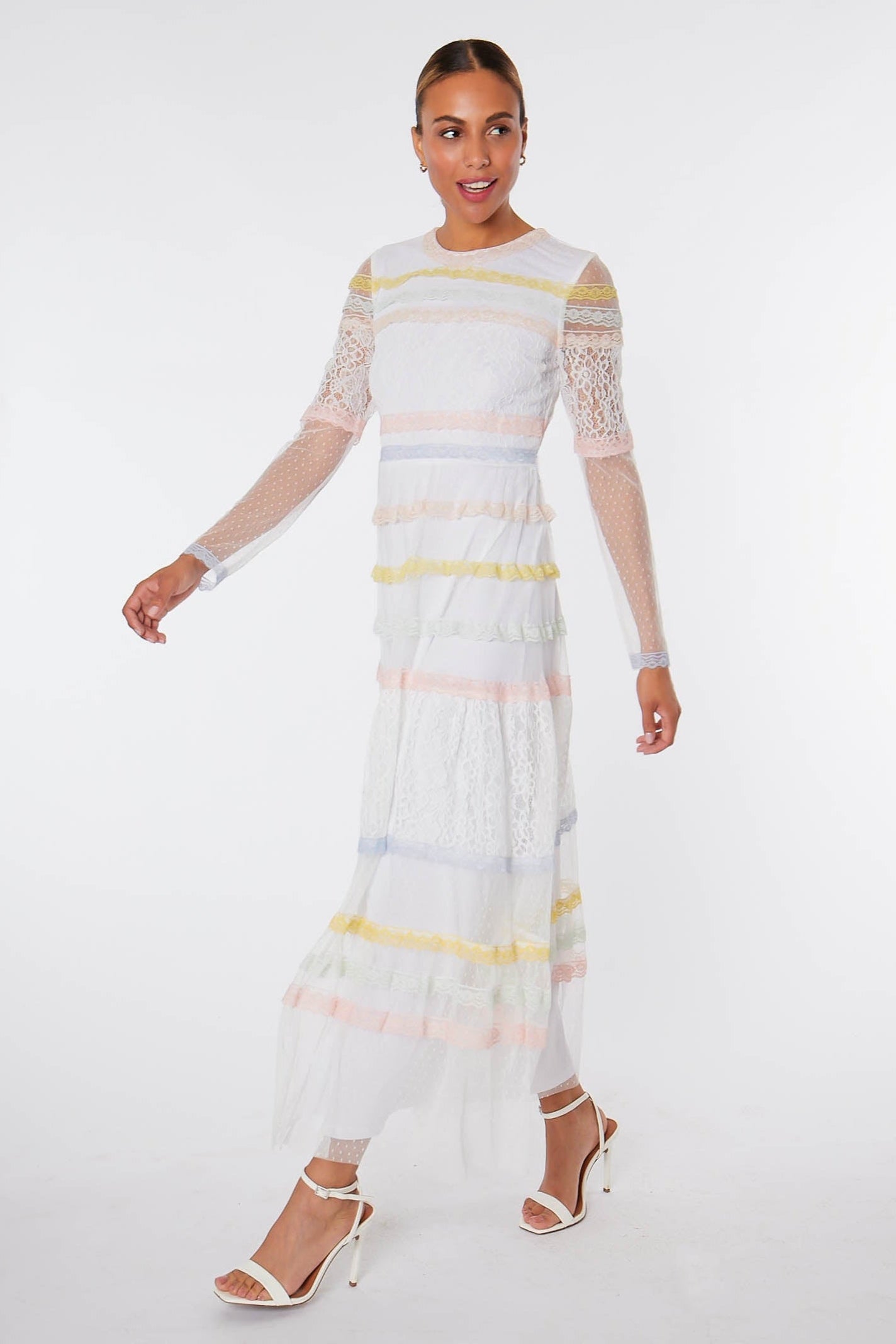 Harriett White Lace Tiered Maxi Dress Frock and Frill Harriett White Lace Tiered Maxi Dress Frock and Frill