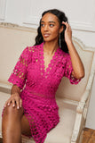 Aliana Pink Crochet Lace Dress
