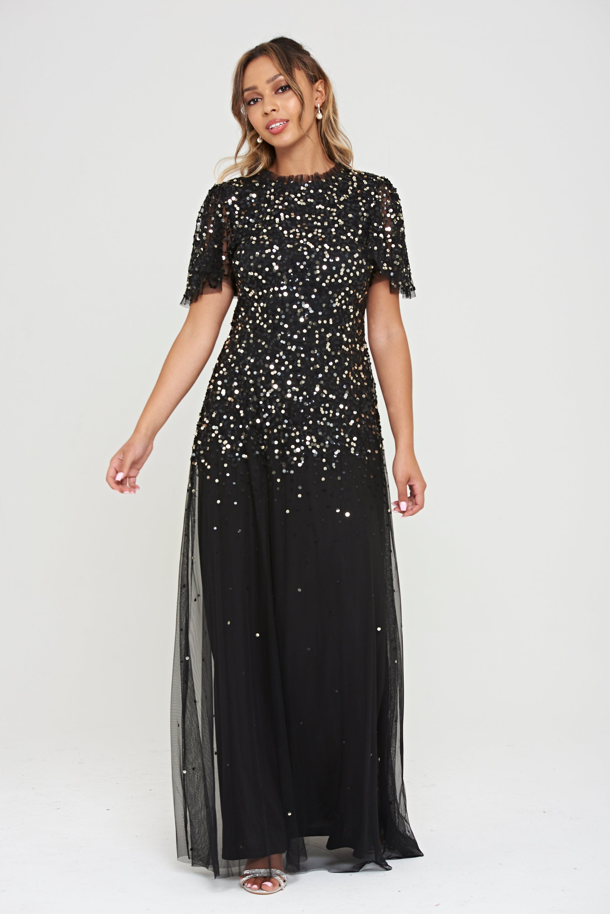 Matilda Black Scatter Sequin Maxi Dress Frock and Frill Matilda Black Scatter Sequin Maxi Dress Frock and Frill