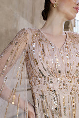 Zillah Embellished Cape Sleeve Maxi Dress