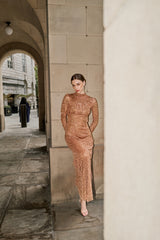 Edina Bronze Embellished Maxi Dress