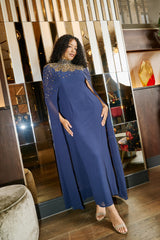 Zadie Navy Gold Embellished Maxi Dress 