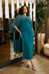 Anna Green Embellished Cape Detail Midaxi Dress