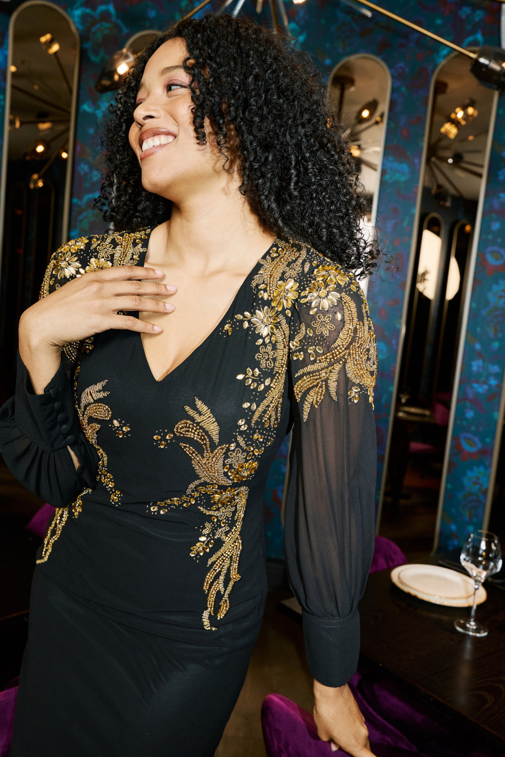 Kiah Black Embellished Midi Dress Frock and Frill Kiah Black Embellished Midi Dress Frock and Frill