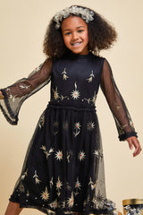 Ember Black Floral Embroidered Dress