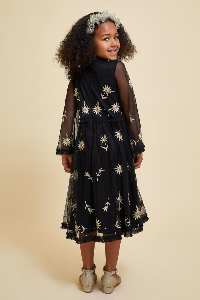 Ember Black Floral Embroidered Dress