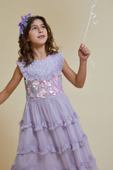 Isla Lilac Sequin Ruffled Dress