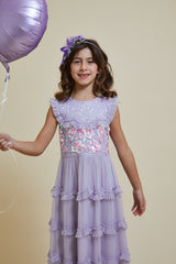 Isla Lilac Sequin Ruffled Dress