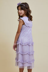 Isla Lilac Sequin Ruffled Dress