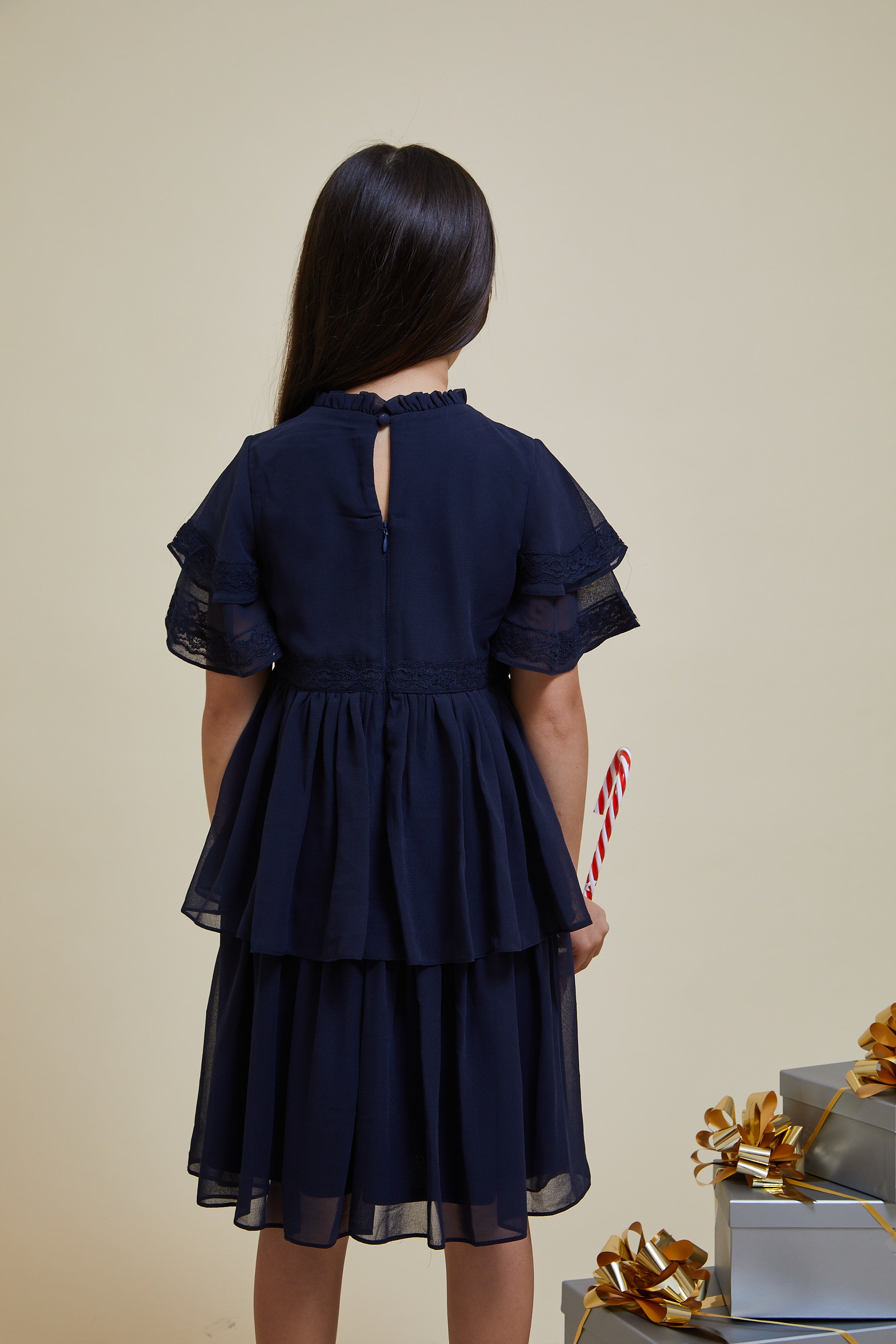 Alvie Navy Christmas Embroidered Dress Frock and Frill Alvie Navy Christmas Embroidered Dress Frock and Frill