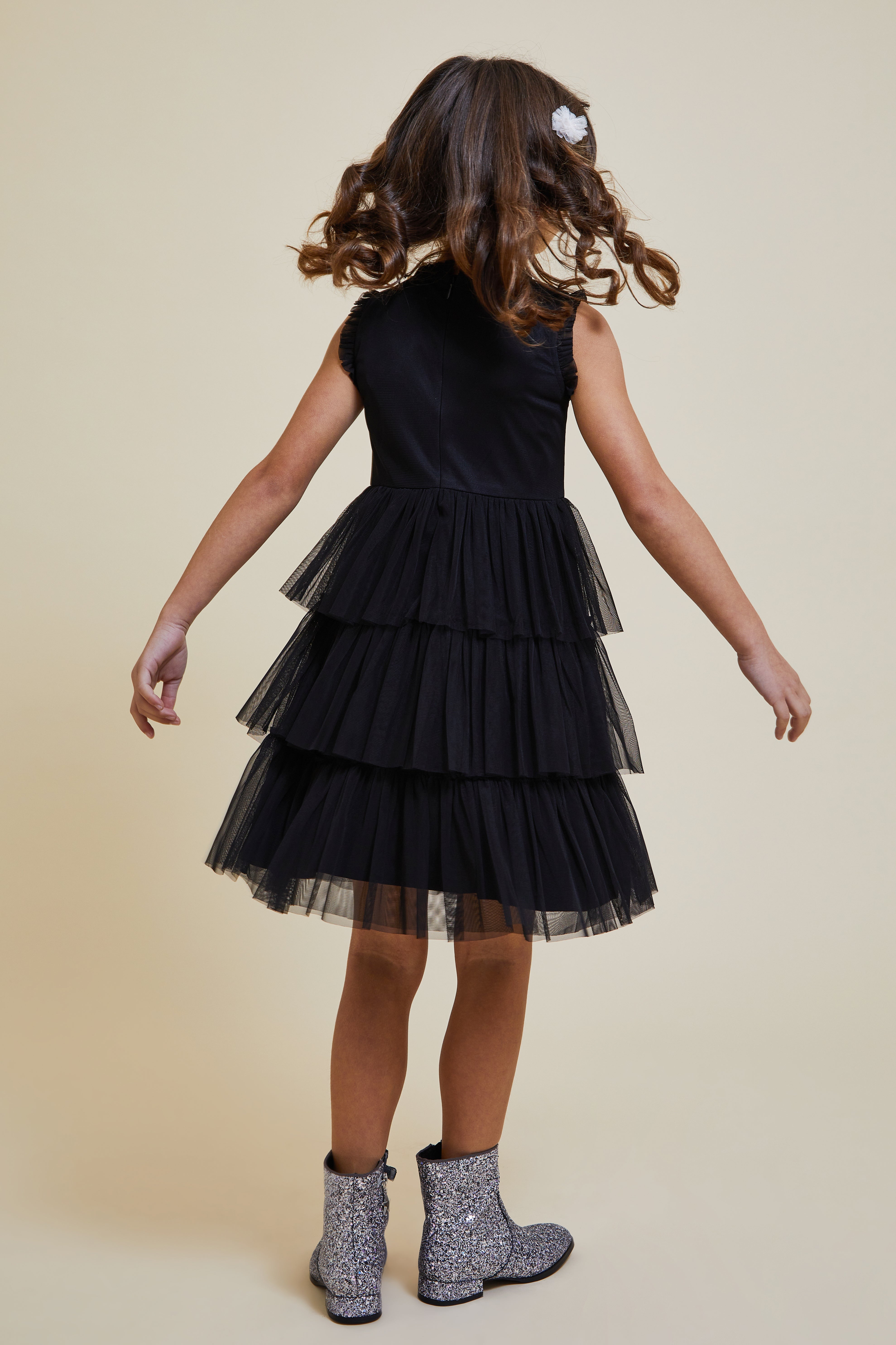 Black Tulle Dress - Tie-Strap Bustier Dress - Tiered Maxi Dress