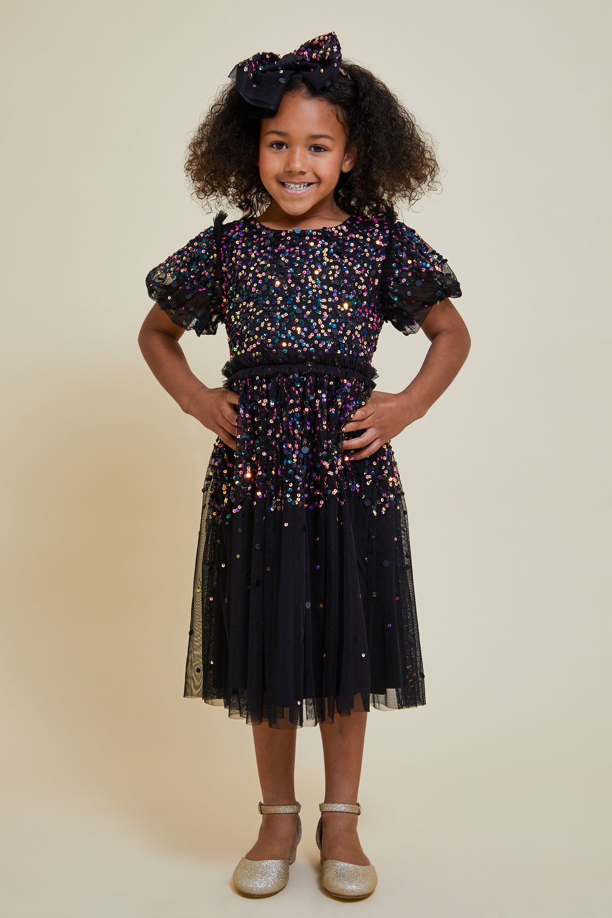 Elise Black Iridescent Sequin Dress