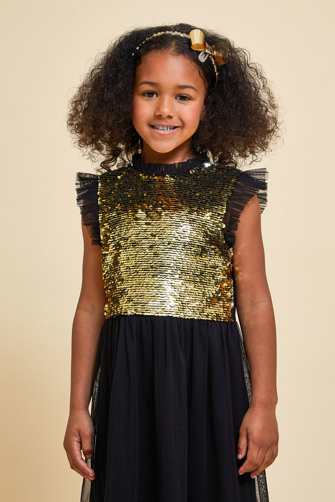 Stella Black and Gold Sequin Dress