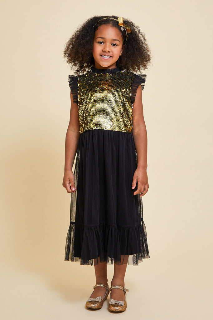 Stella Black and Gold Sequin Dress