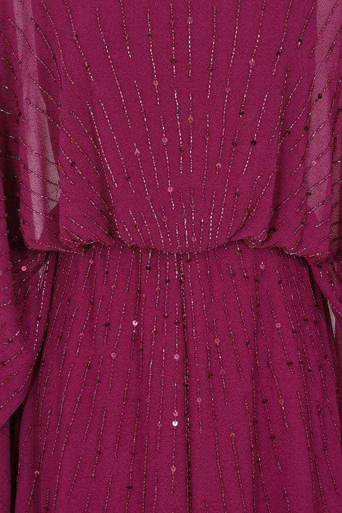 Ada Embellished Cape Sleeve Maxi Dress - Boysenberry