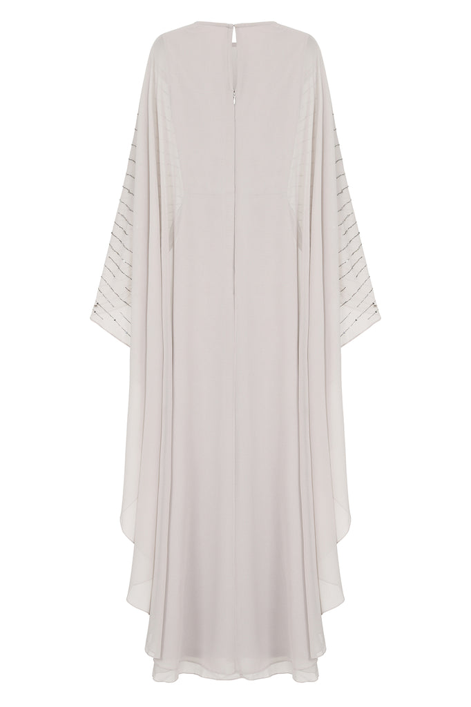 Ada Embellished Cape Sleeve Maxi Dress - Grey