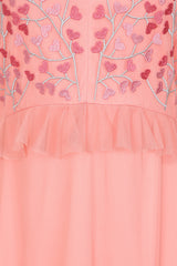 Adara Pink Floral Embroidered Midi Dress