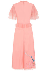 Adara Pink Floral Embroidered Midi Dress