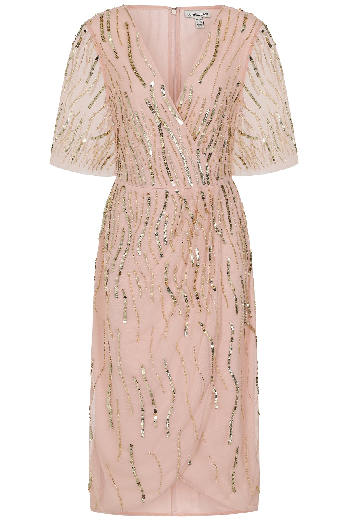 asos design kimono midi dress with delicate beaded embellishment ASOS Kimono Sleeve Midi Dress With Sequin & Pearl Embellishment in Natural