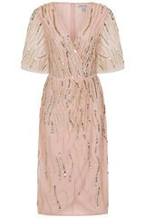 Addison Sequin Midi Dress - Nude