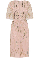 Addison Sequin Midi Dress - Nude