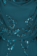 Adela Storm Green Embellished Maxi Dress