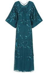 Adela Storm Green Embellished Maxi Dress