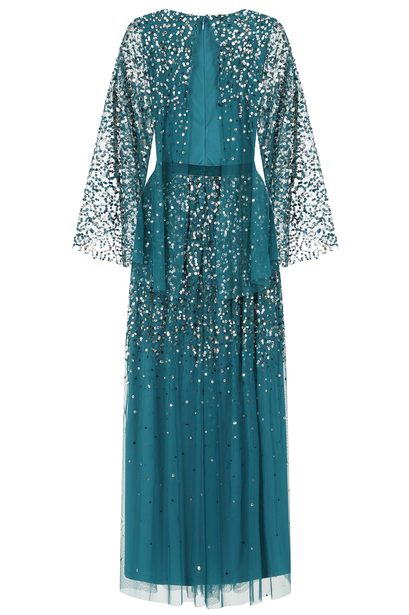 Adeline Cape Sleeve Sequin Maxi Dress - Mykonos Blue