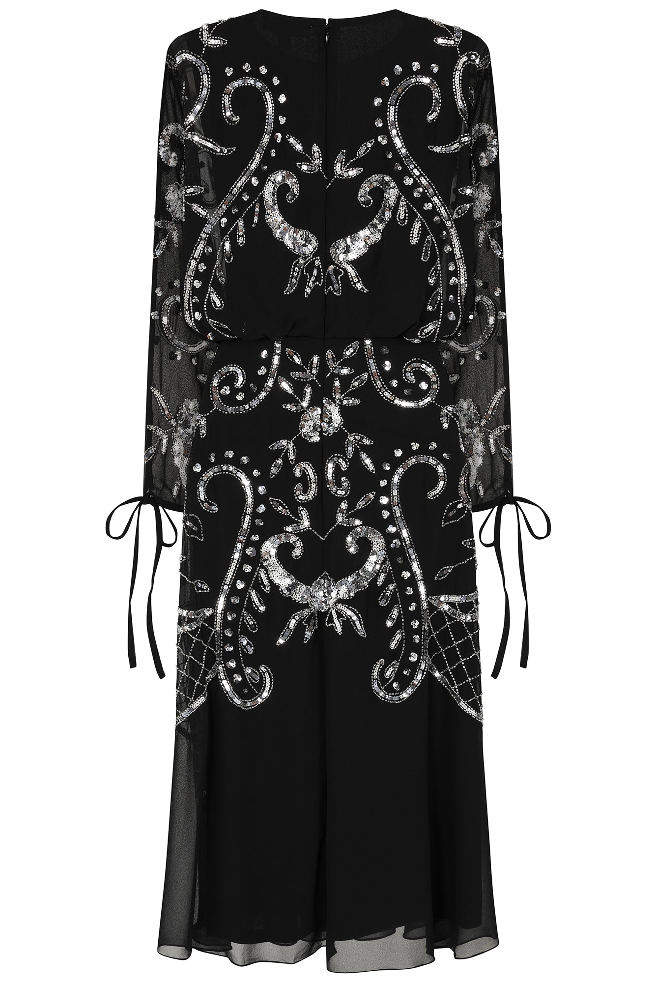 Adrienne Black Embellished Midi Dress