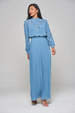 Adva Ether Embellished Maxi Dress with Pleated Skirt