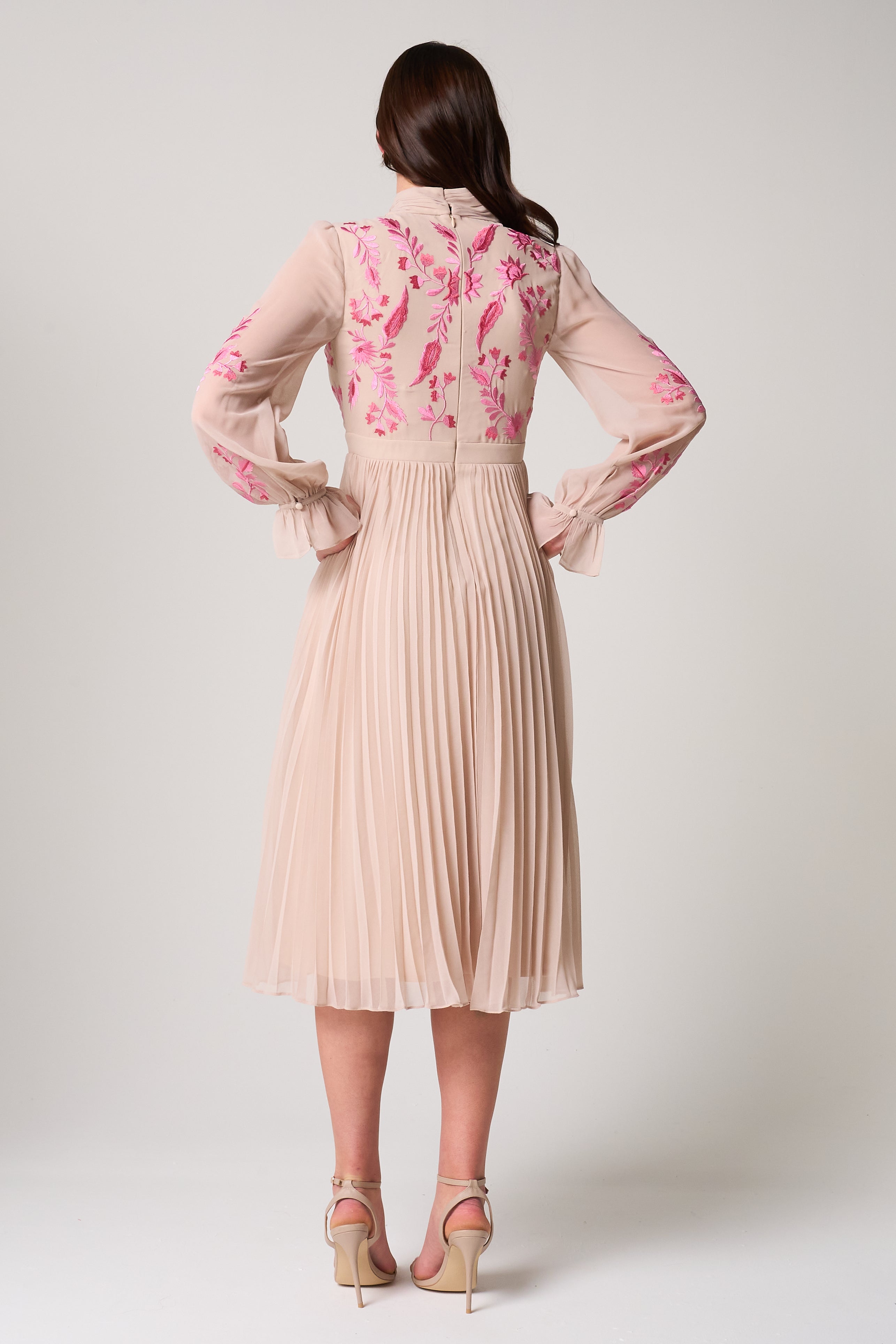 Agatha Shell Floral Embroidered Midi Dress
