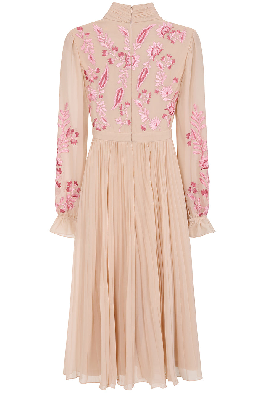 Agatha Shell Floral Embroidered Midi Dress