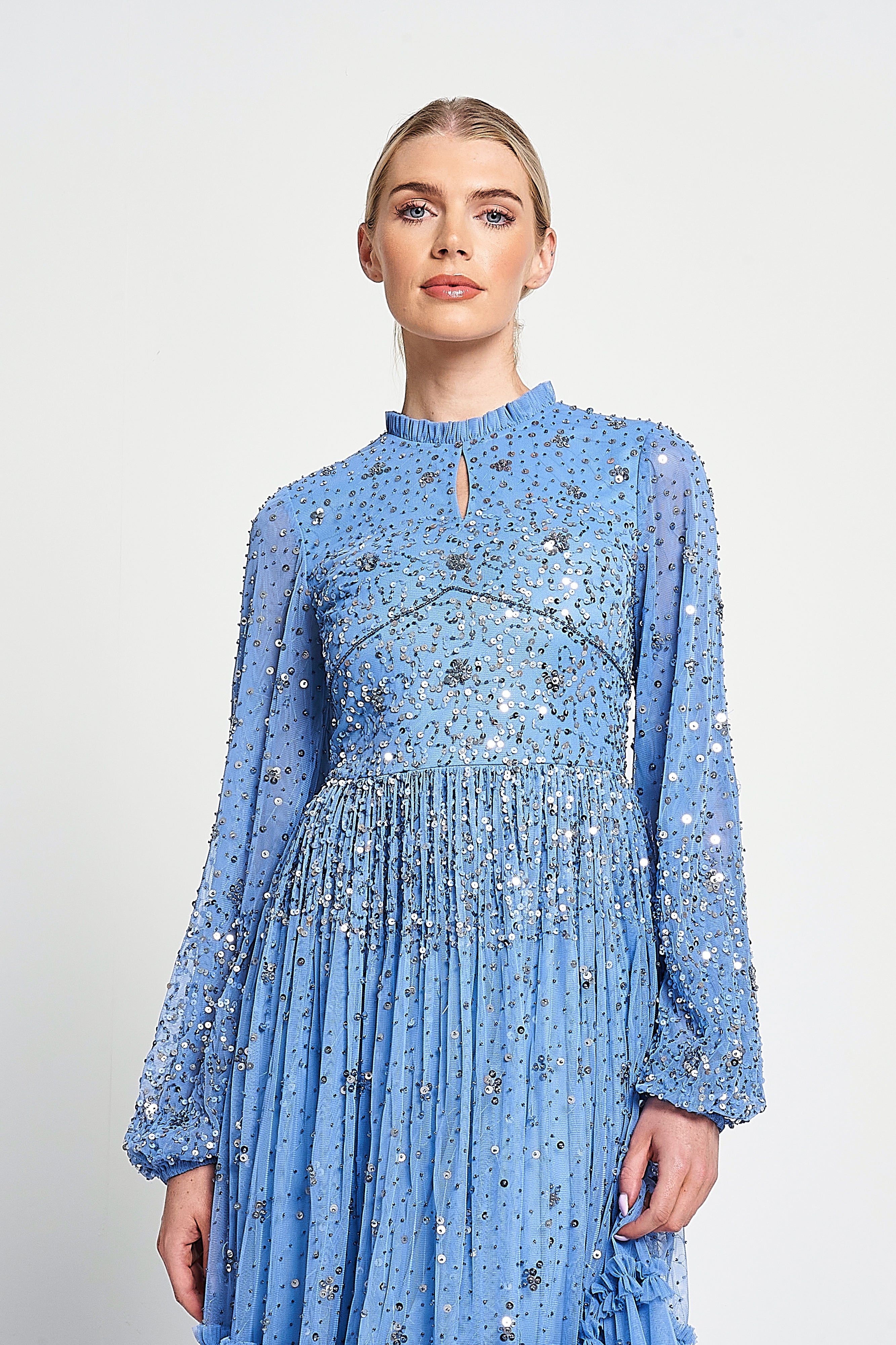Agnes Blue Sequin Maxi Dress Frock and Frill Agnes Blue Sequin Maxi Dress Frock and Frill