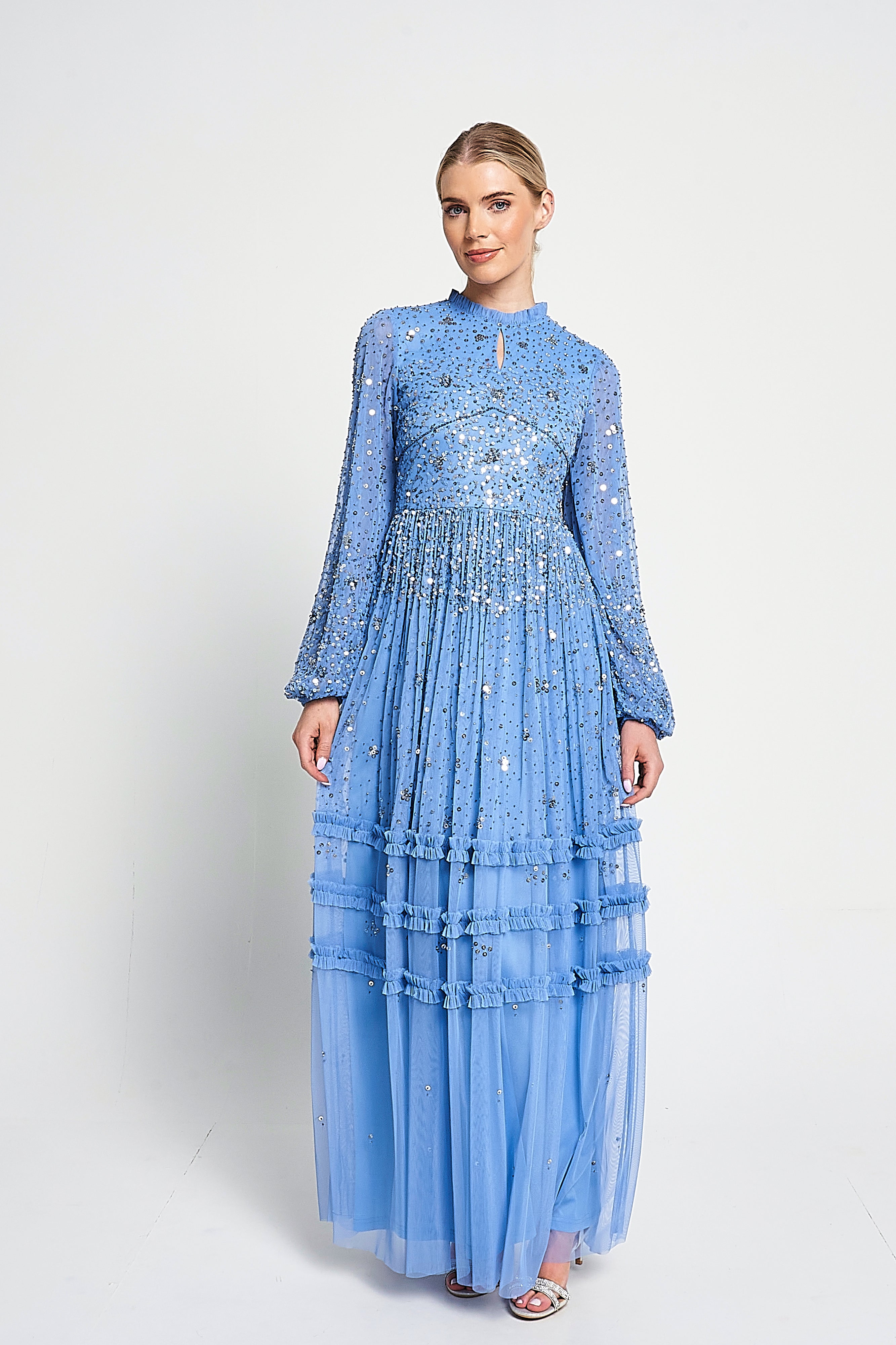 Agnes Blue Sequin Maxi Dress Frock and Frill Agnes Blue Sequin Maxi Dress Frock and Frill