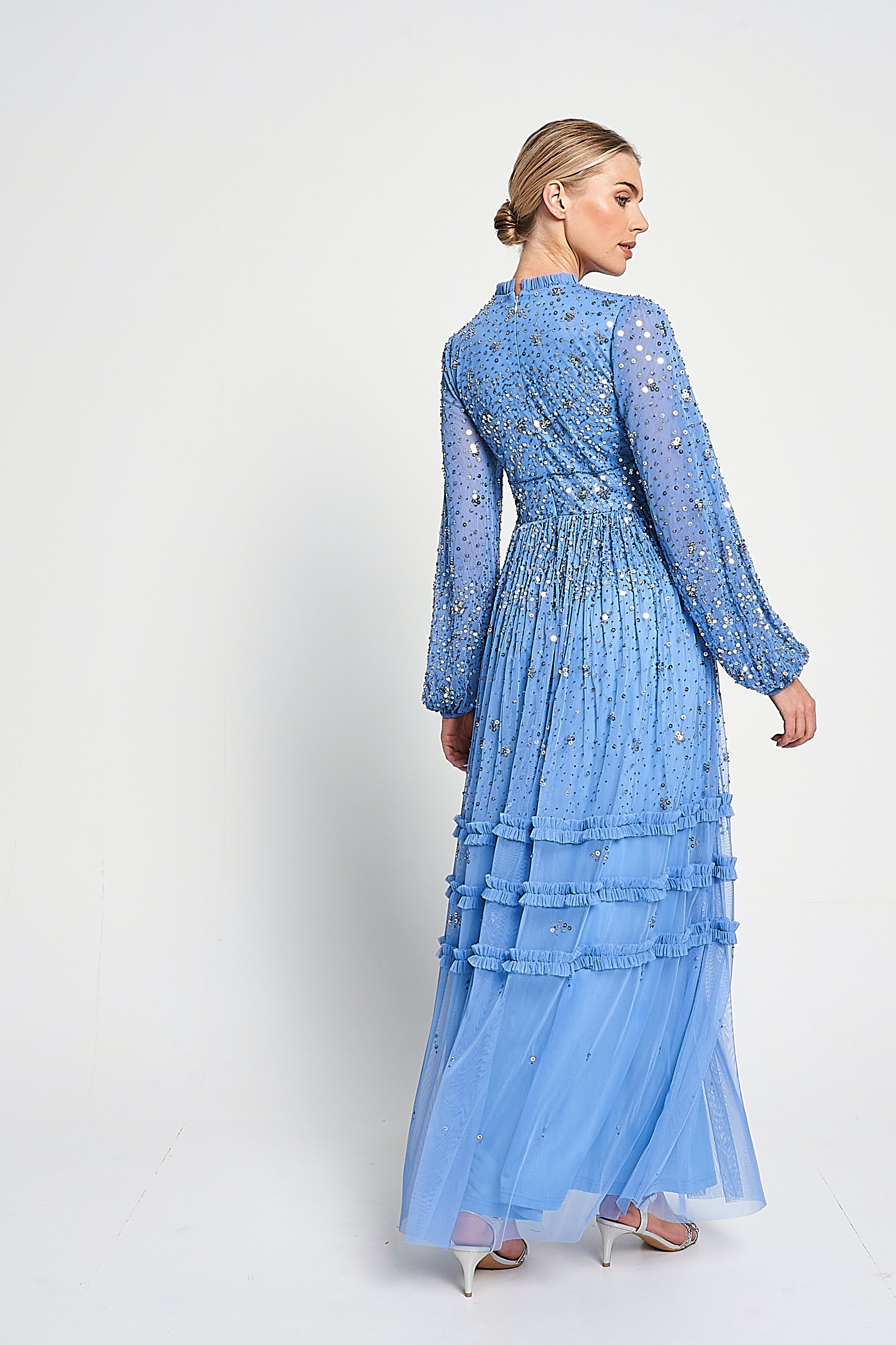 Agnes Blue Sequin Maxi Dress – Frock and Frill
