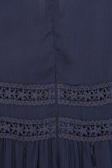 Aiden Navy Maxi Dress with Lace Panels