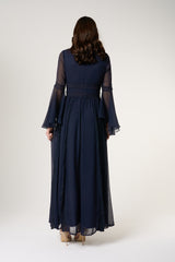 Aiden Navy Maxi Dress with Lace Panels