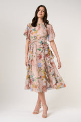 Aisley Floral Print Midi Dress