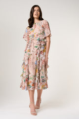 Aisley Floral Print Midi Dress