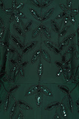 Aiya Rainforest Green Embellished Maxi Dress with Batwing Sleeves