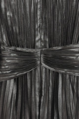Alberta Metallic Charcoal Pleated Maxi Dress