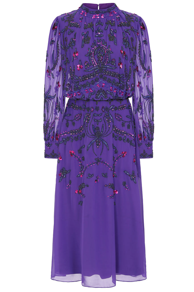 Alda Embellished Midaxi Dress - Purple