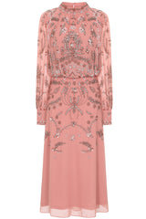 Alda Embellished Midaxi Dress - Rose Tan