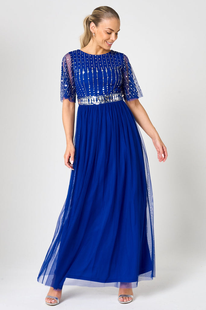 Alice Cobalt Blue Embellished Maxi Dress – Frock and Frill