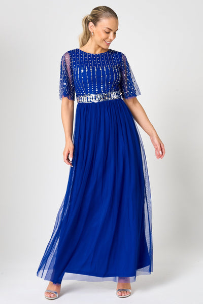 Alice Cobalt Blue Embellished Maxi Dress – Frock and Frill