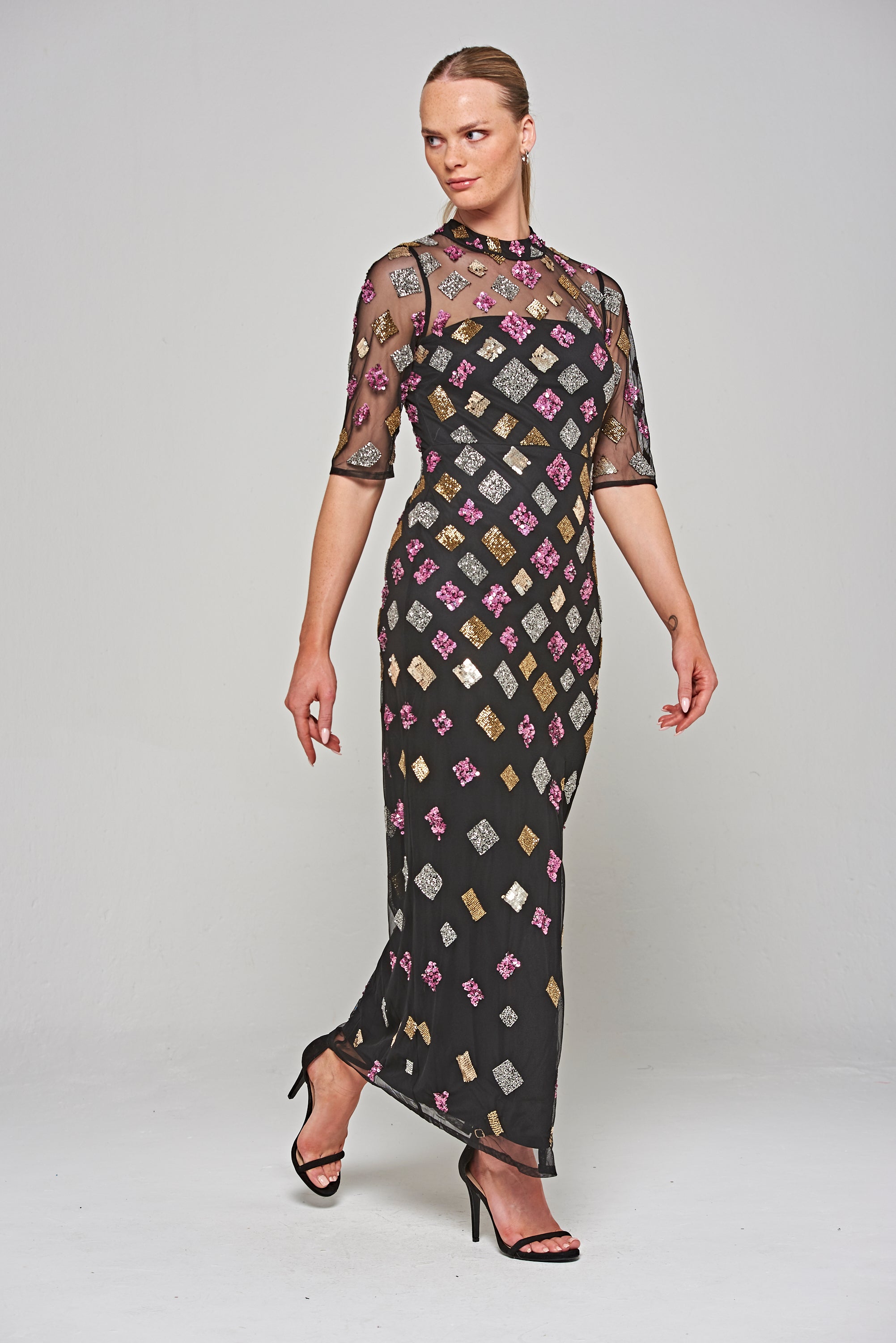 Alison Embellished Maxi Dress in Black